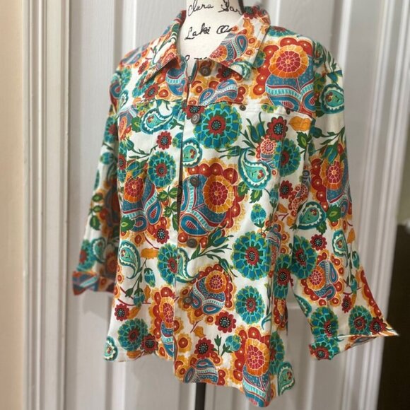 PSYCHEDELIC PAISLEY 60’STYLE JACKET HIPPIE SUMMER OF LOVE VISUAL FEAST OF PRINT - Picture 13 of 15